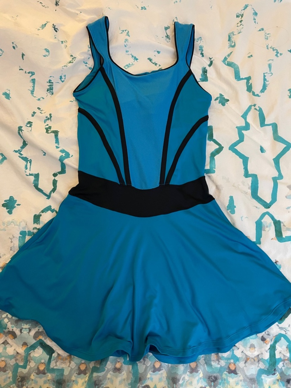 Nike Dry fit Teal Blue Athletic Tennis Golf  Dress with Black Waistband Sz S - Picture 6 of 16